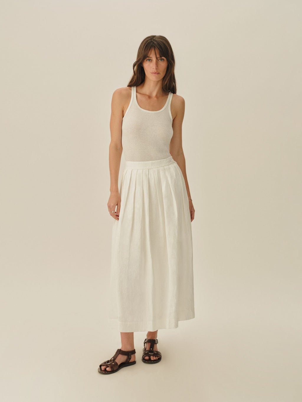 Vintage Linen Pleated Skirt