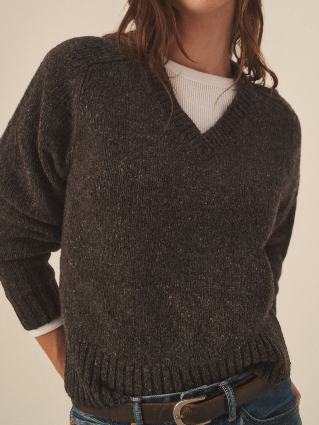 Seastack Wool Tweed V-Neck