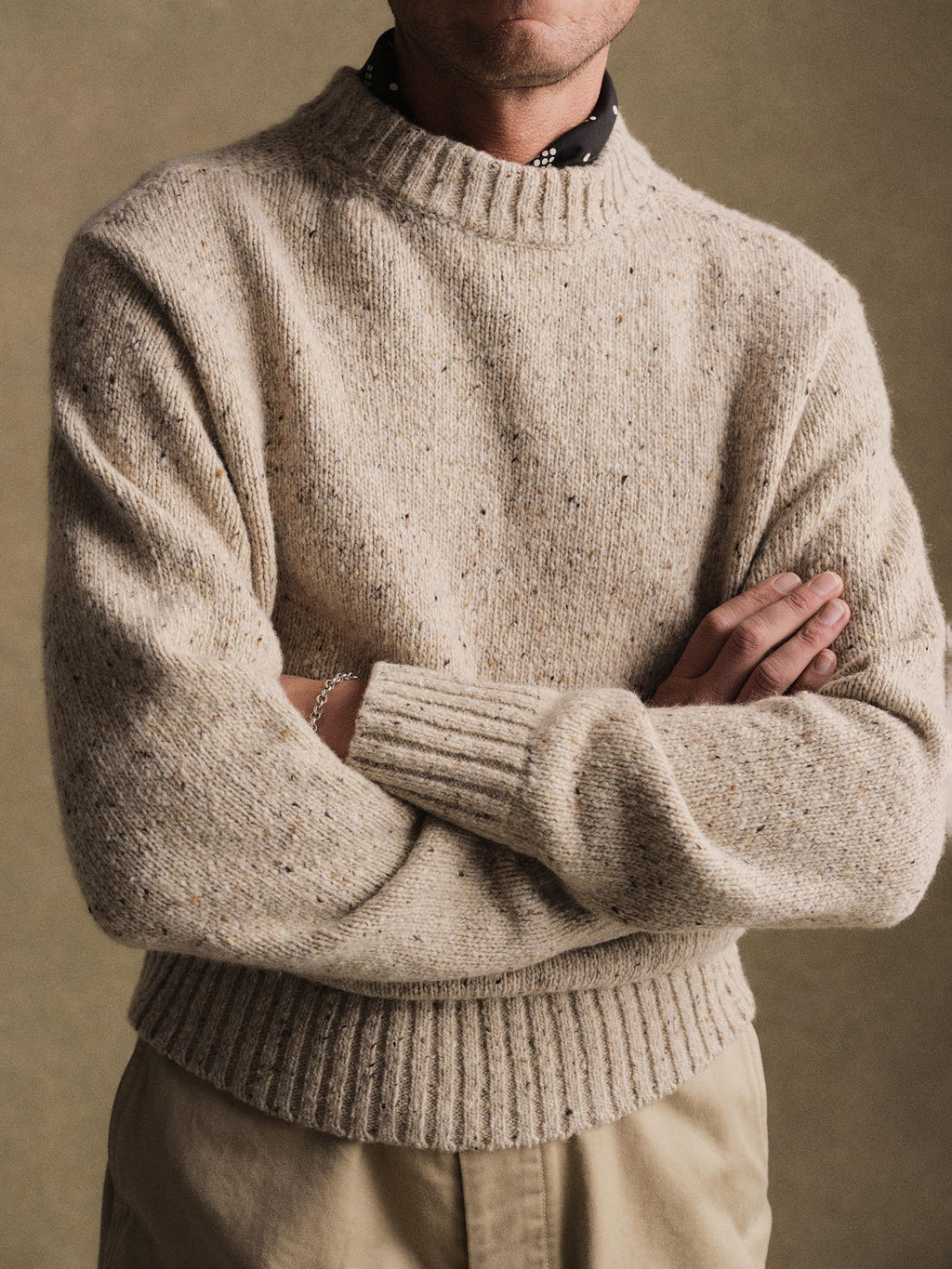 Seastack Wool Tweed Mock Turtleneck