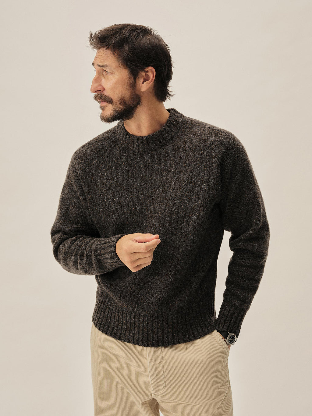 Seastack Wool Tweed Mock Turtleneck
