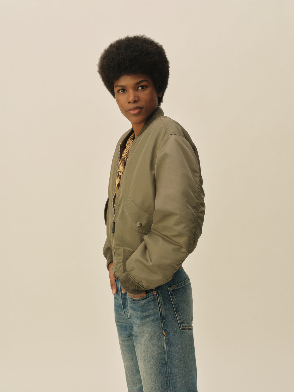 Cropped Flight Nylon Lz Bomber