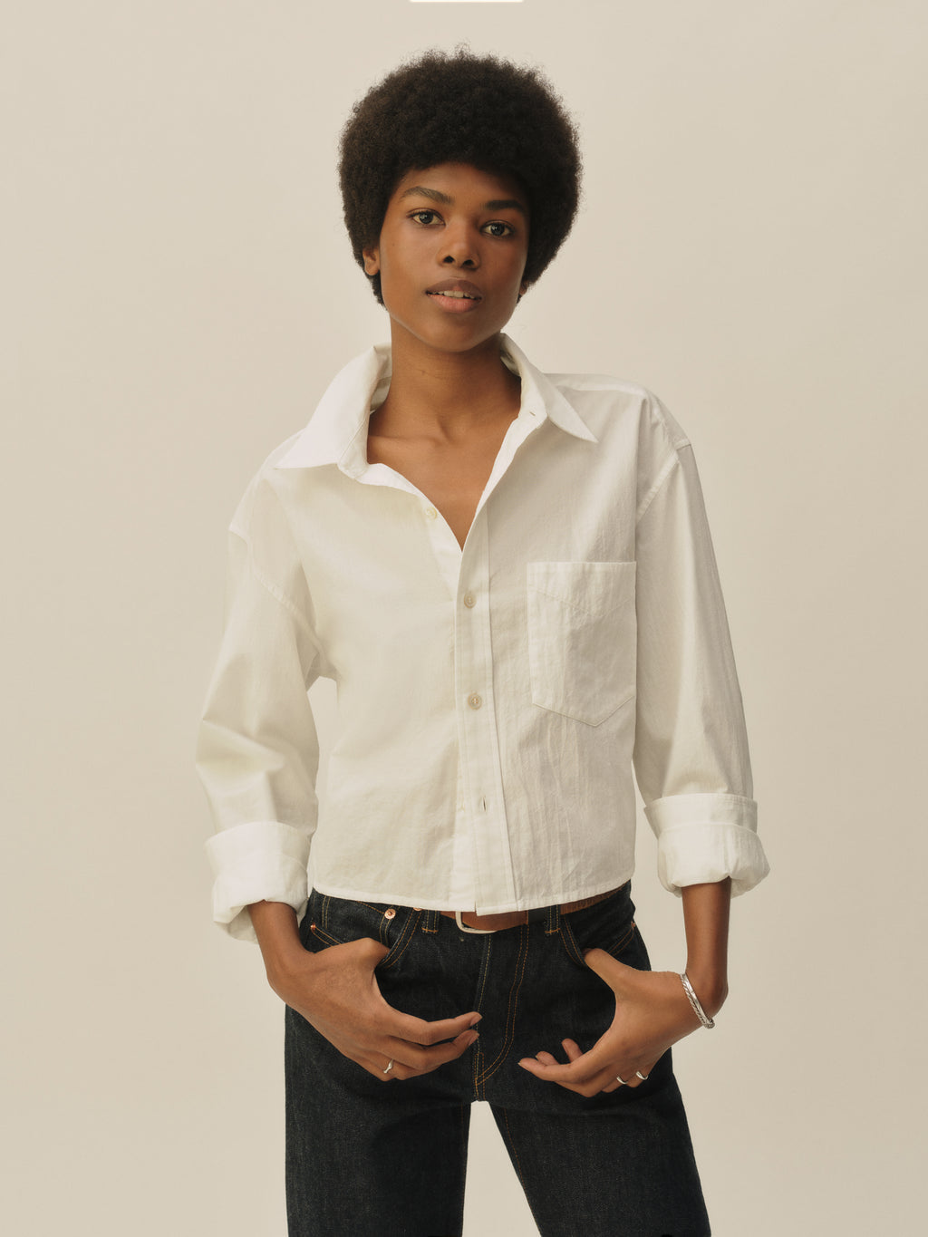 Mainstay Cotton Cut-Off Long Sleeve Button Down