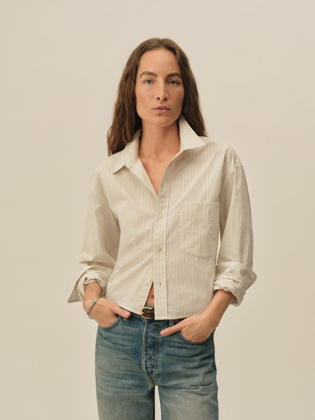 Mainstay Cotton Cut-Off Long Sleeve Button Down