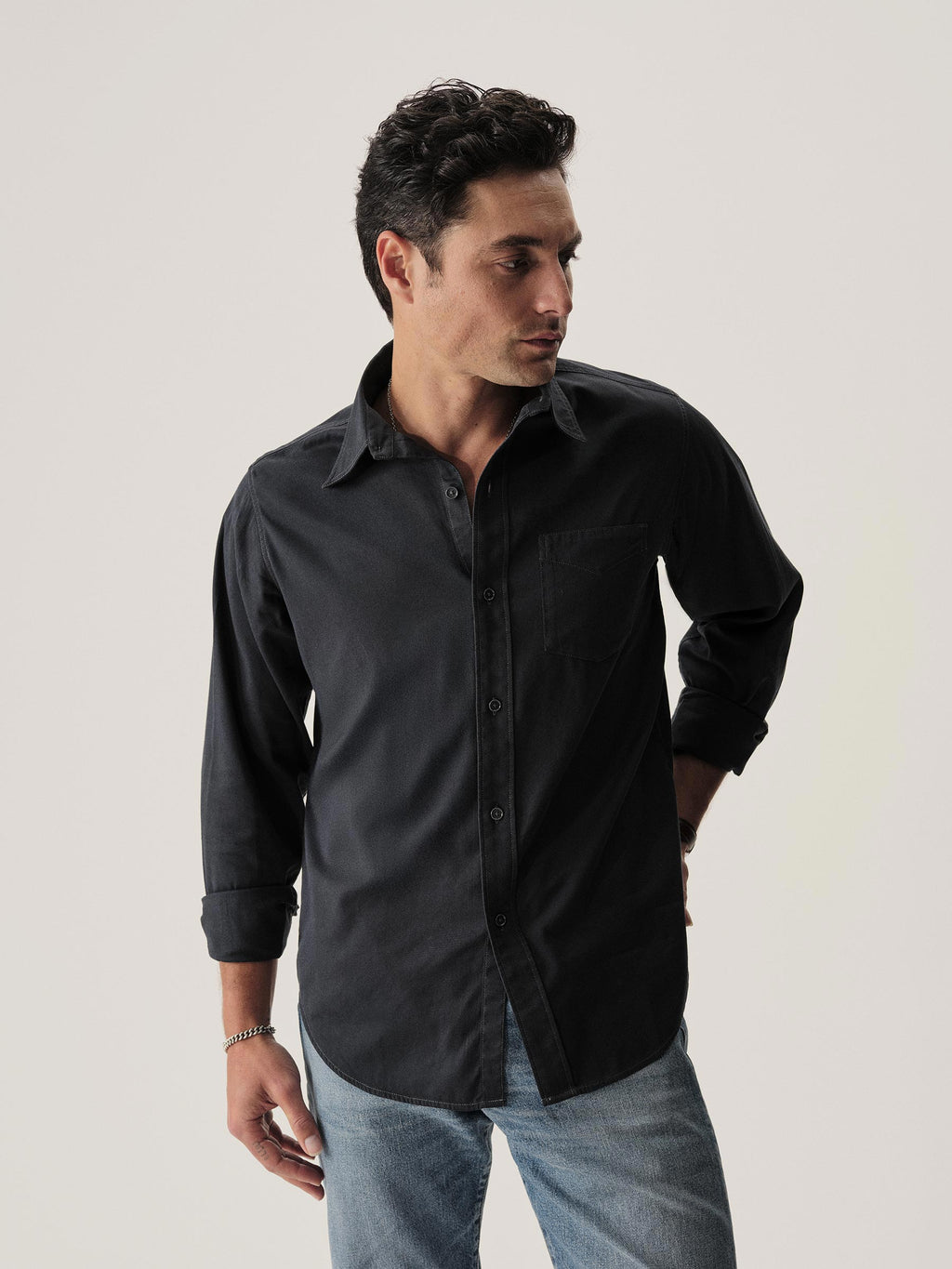 Draped Twill One Pocket Shirt