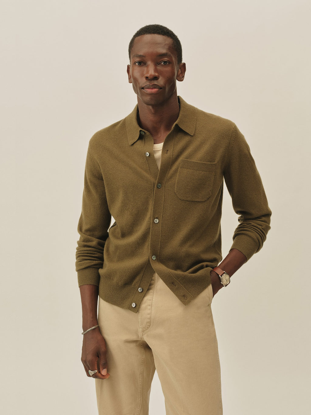California Cashmere Collared Cardigan