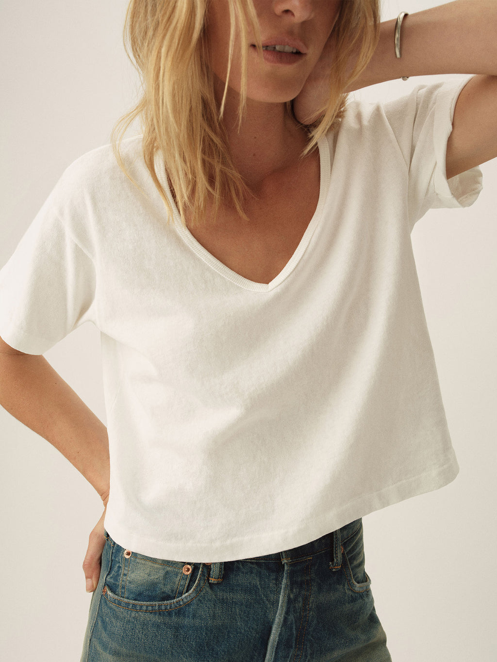 Toughknit Boyfriend Crop V-Neck Tee
