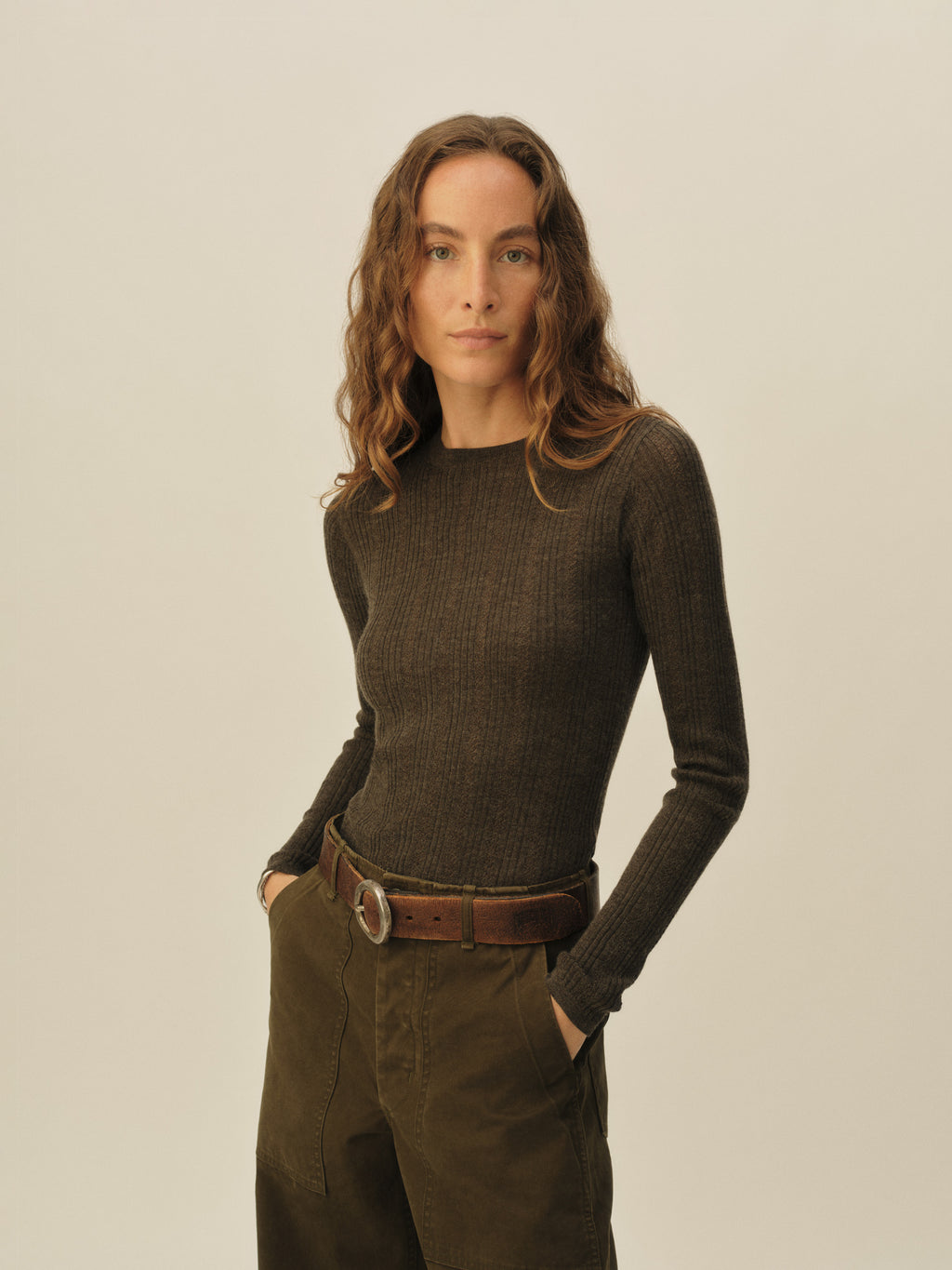 Featherweight Silk Cashmere Pointelle L/S Crew