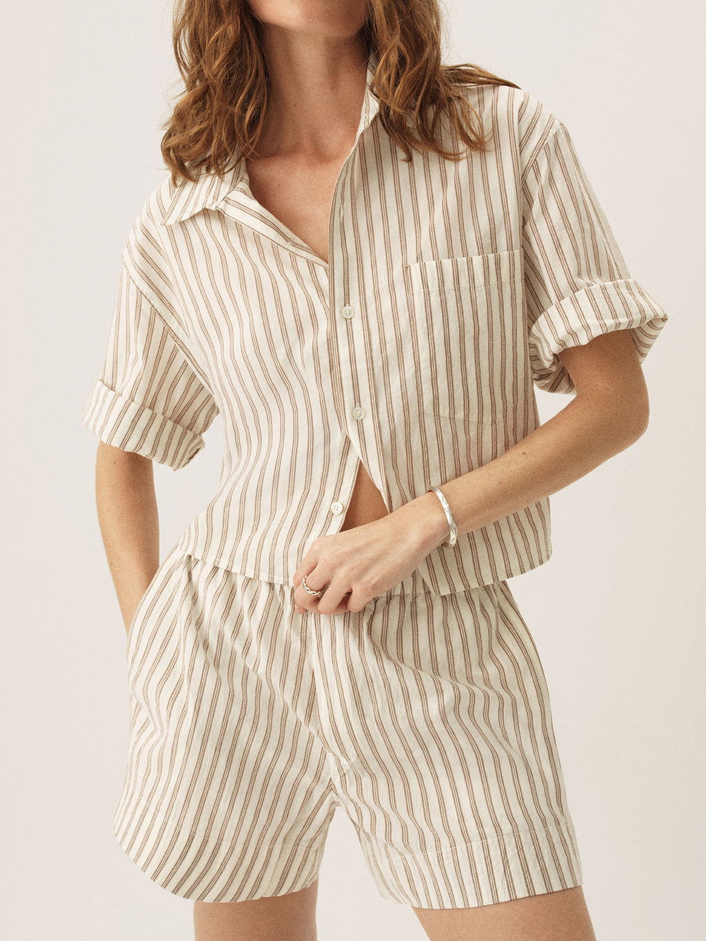 Mainstay Cotton Cut-Off Short Sleeve Button Down