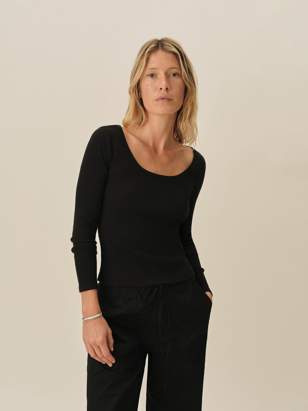 Surplus Rib Scoop Neck Long Sleeve