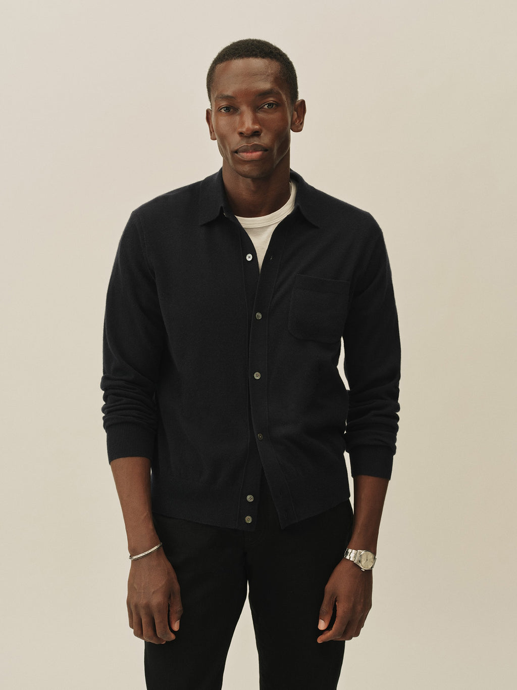 California Cashmere Collared Cardigan