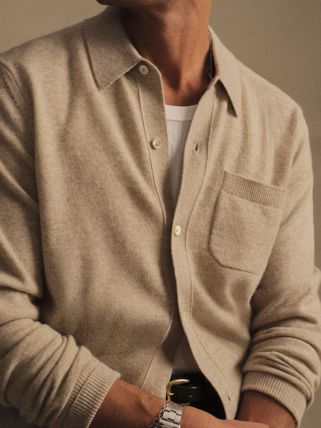 California Cashmere Collared Cardigan